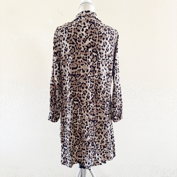 MSK Brown and Black Notched Collar Shirt Dress - Picture 2 of 9